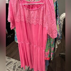 Beautiful knit dress with lace detail.